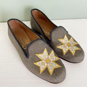 Stubbs & Wootton Gray and Gold Star Loafers